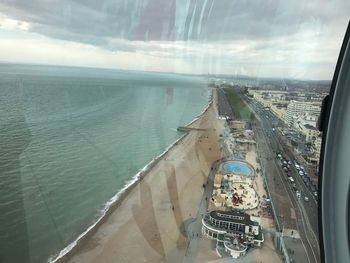 Aerial view of sea against sky