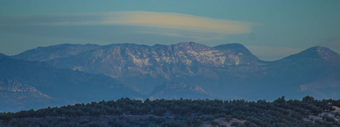 Scenic view of mountains against sky