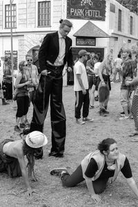 People standing in city