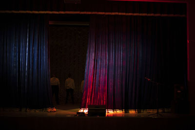 Curtain on stage. closing curtain after performance. concert background.