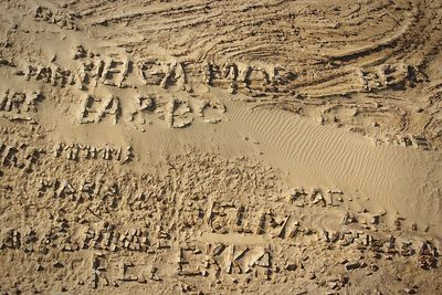 Text on sand at beach