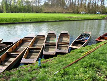 View of boats in river