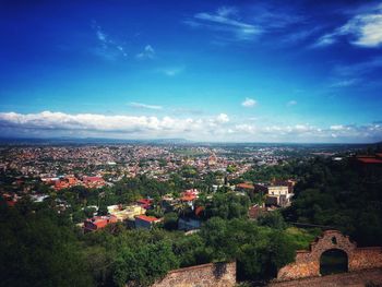 High angle view of townscape against sky