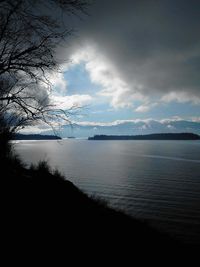 Scenic view of sea against cloudy sky