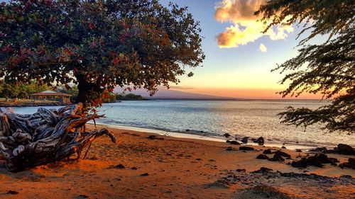 Scenic view of sea against sky during sunset