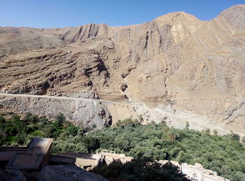 View of mountain range against clear sky