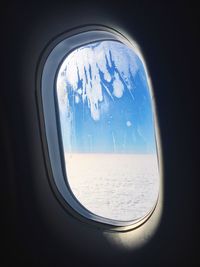 View of sea from airplane window