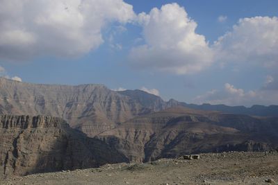 Scenic view of rocky mountains against sky