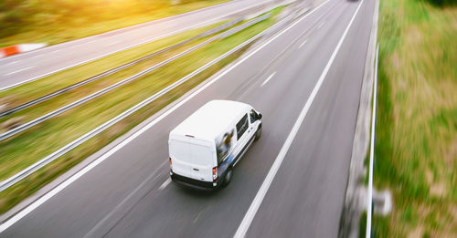 High angle view of car on street