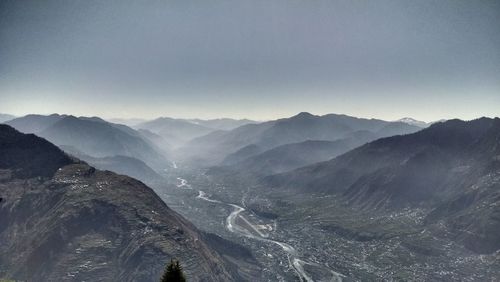 Scenic view of mountains against clear sky