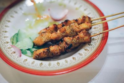 High angle view of meal served in plate