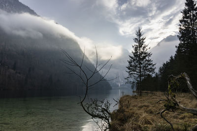 Scenic view of lake against sky