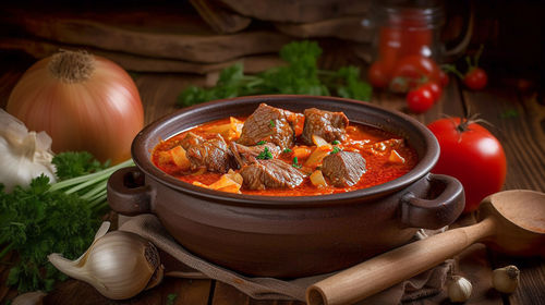 Close-up of food in bowl on table