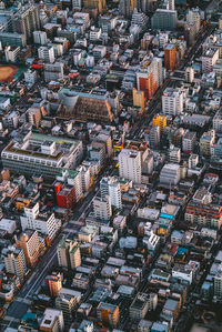 High angle view of buildings in city