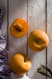 High angle view of orange on table
