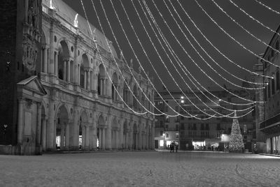 Snow in the main square of vicenza city in italy 