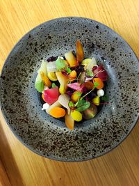 High angle view of food in bowl