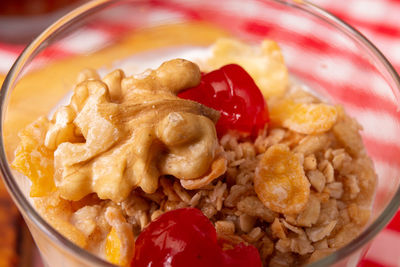 Close-up of breakfast served in bowl