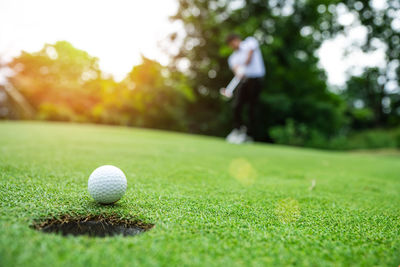 Close-up of a ball on a field