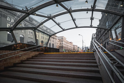 Low angle view of escalator