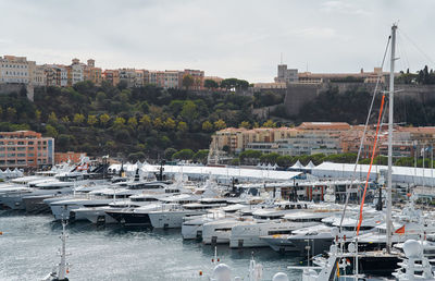 High angle view of buildings in city