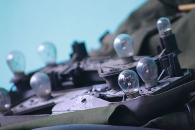 Close-up of glasses on table