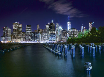 City lit up at night