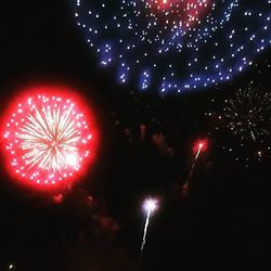 Firework display at night