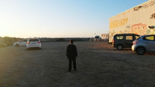 View of people in parking lot