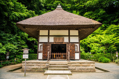 Gazebo by building against trees