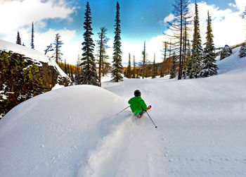 Full length of people skiing in winter