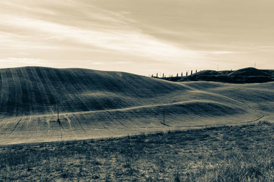 Scenic view of land against sky