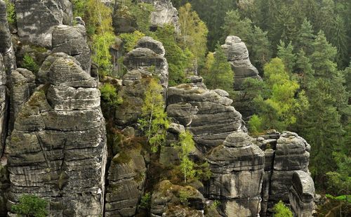 High angle view of rock formations at saxon switzerland national park