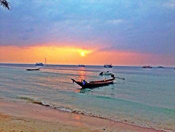 Scenic view of sunset over sea