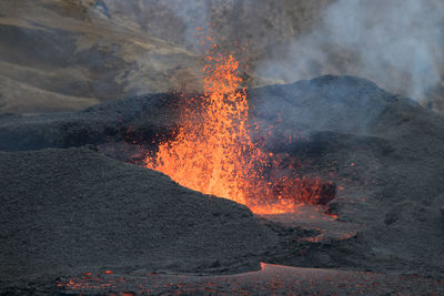 Lava fields, eruption in iceland 