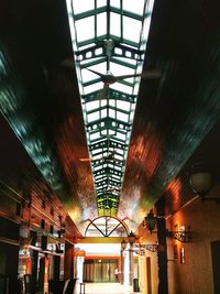 Low angle view of illuminated ceiling