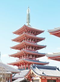 Low angle view of pagoda at temple