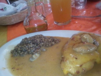 Close-up of served food in plate