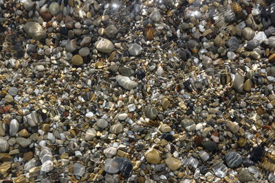 High angle view of pebbles in sea