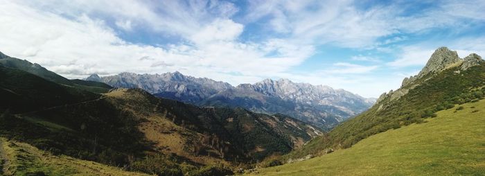 Scenic view of mountains against sky