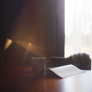 Close-up of open book on table