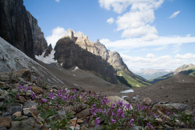 Scenic view of mountain range against sky