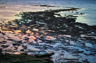 High angle view of rocks on beach