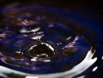 Close-up of drop falling in water