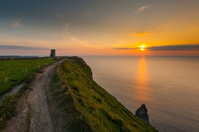 Scenic view of sea against sky during sunset