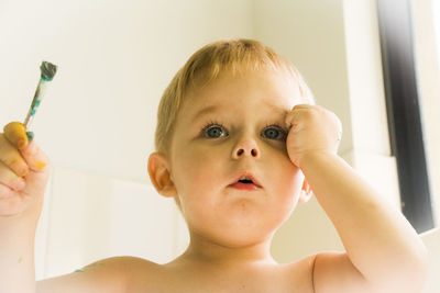 Close-up portrait of cute boy