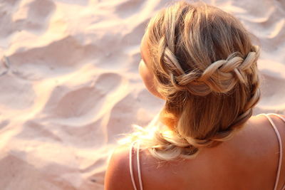 Rear view of woman at beach