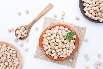 High angle view of food in bowl on table