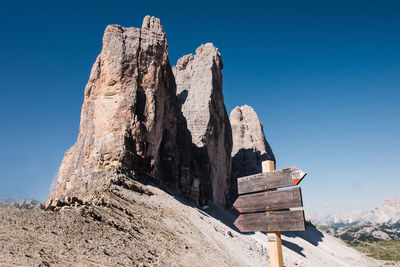 Low angle view of rock formations against sky