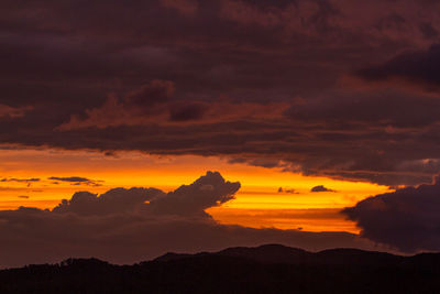 Scenic view of dramatic sky during sunset